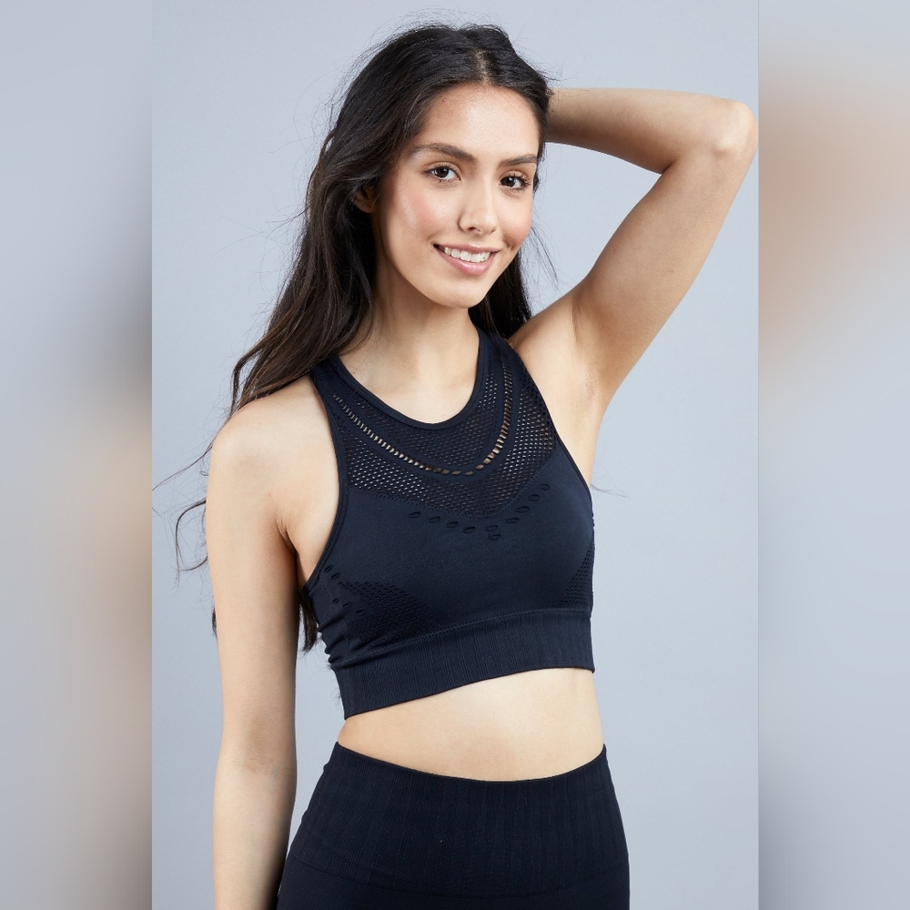 Savvi Tahiti Black Mesh Sports Bra M